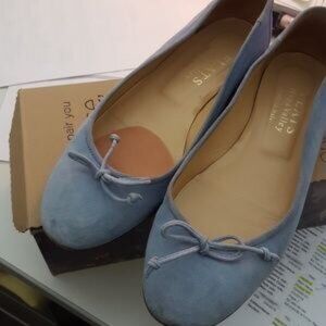Italian Blue Suede Ballerina Flats Size 7.5